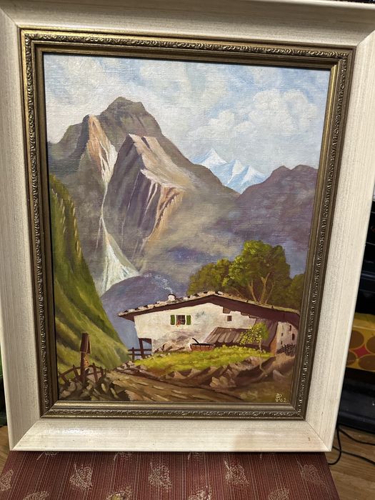 стара картина пейзаж маслени бои фазер 1962г