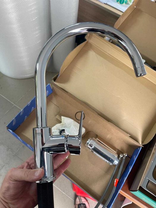 Baterie monocomandă pentru chiuvetă de bucătărie Grohe BauEdge , cromată, 31367001