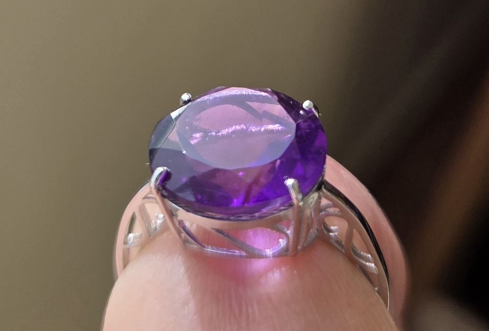 Inel aur alb 14k cu ametist natural