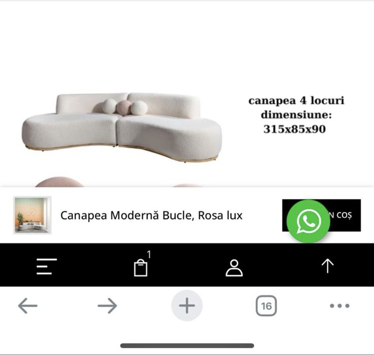 Vand : canapea 4 locuri dimensiune: 315x85x90