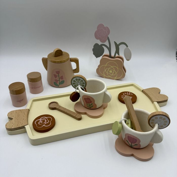 Новый сервиз для чая игрушечный деревянный
