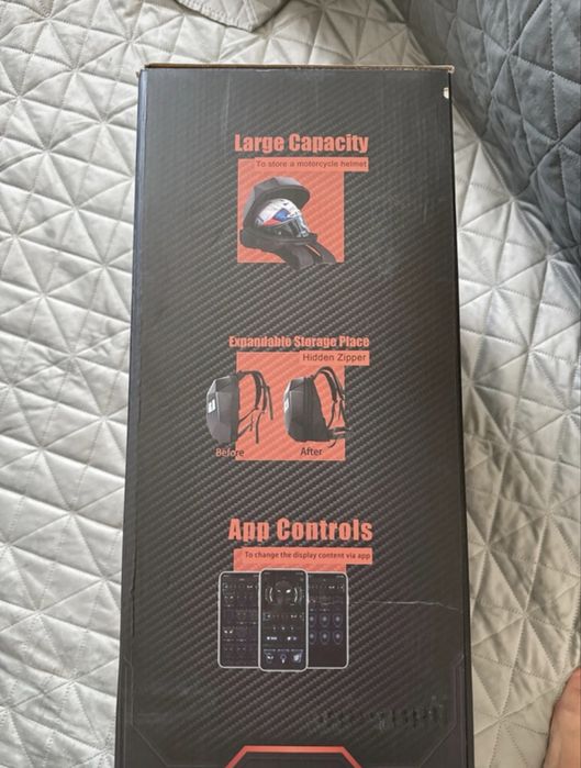 Rucsac Moto cu Ecran LED Programabil, Design Waterproof, Negru.