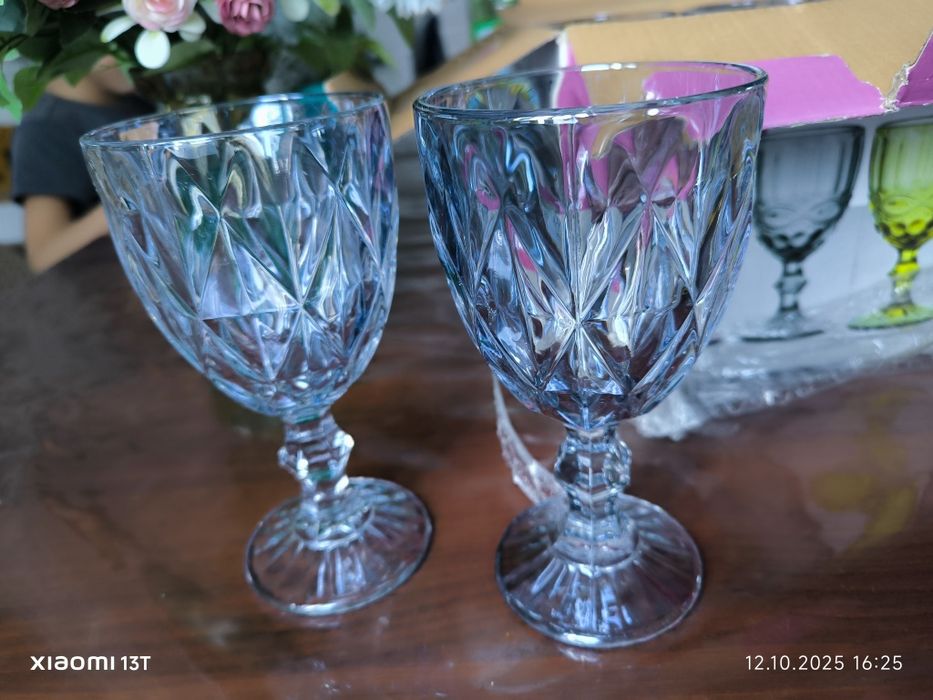 Фужеры голубые зеркальные