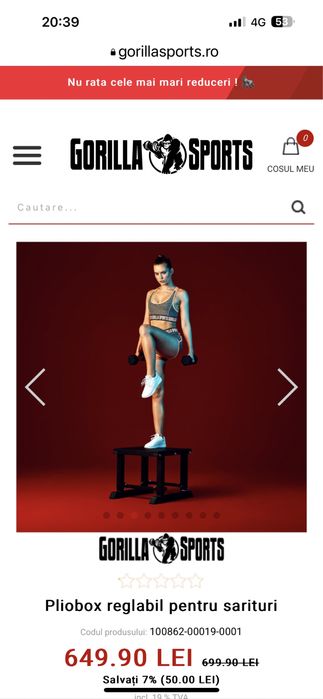 Pliobox eglabil pentru sarituri 5 inaltimi reglabile de la 45 la 65 cm