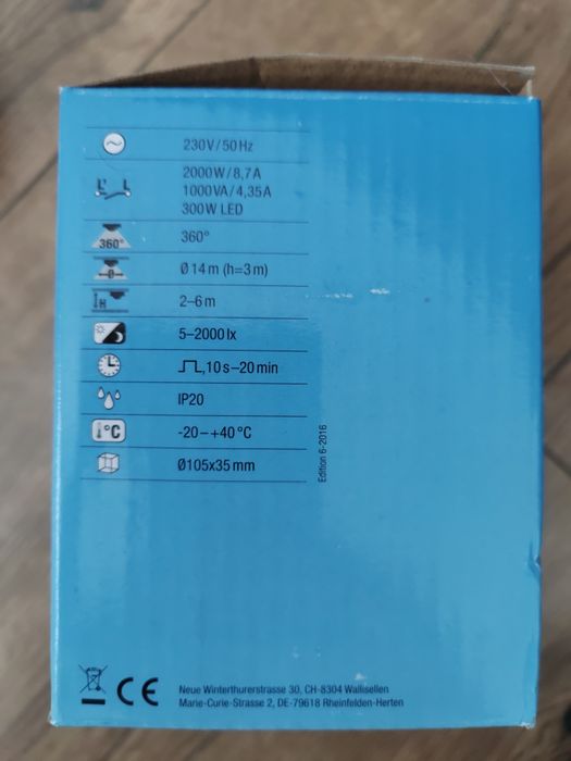 Senzor prezență 360° Züblin / Niko – NOU, 16 m, tavan – 7 bucăți