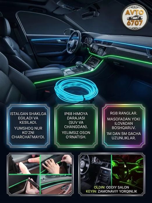 Avtomobil uchun neon RGB lenta