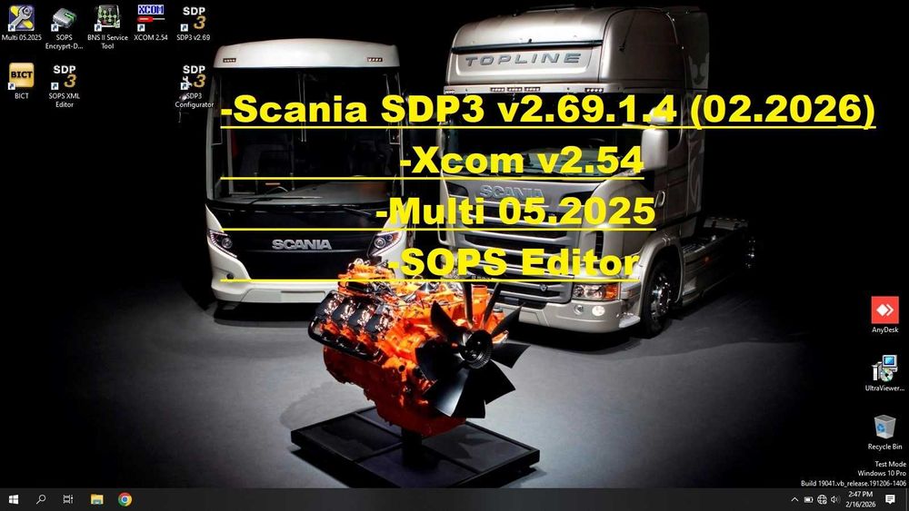 Pachet diagnoza Scania SDP3 2.69.1 XCOM 2.54 Multi 05.2025 SOPS editor
