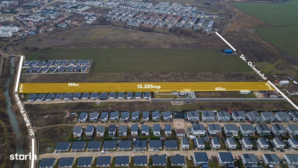 Teren intravilan, 12.200 mp, toate utilitățile, zonă de case, Tunari