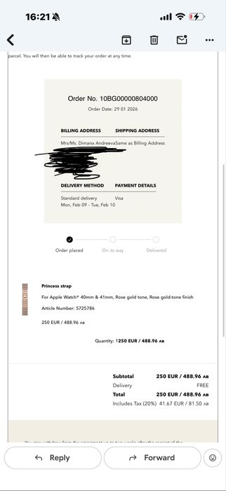 Чисто нова оригинална каишка  Swarovski за Apple Watch 40mm & 41mm,Rose gold,закупувана за 250€