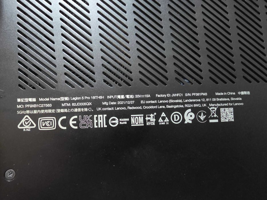 Legion 5 Pro 16" - i7 11800H - RAM 32 GB -SSD 4TB - RTX 3070 8GB