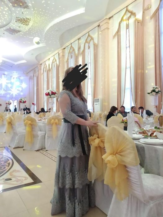 Роскошное вечернее/свадебное платье лавандового цвета с кружевом(М)