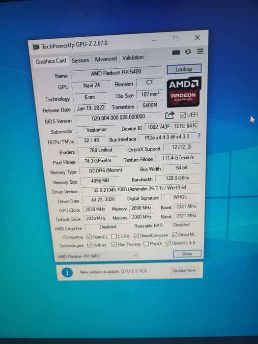 Видеокарта RX6400 4GB GDDR6