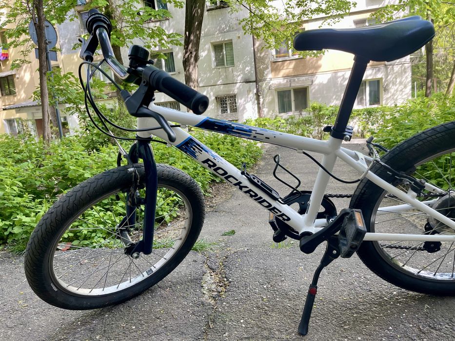 Bicicleta MTB Rockrider ST120 20" Dechalton Alb-Albastru Copii 6-9 ani, Rockrider