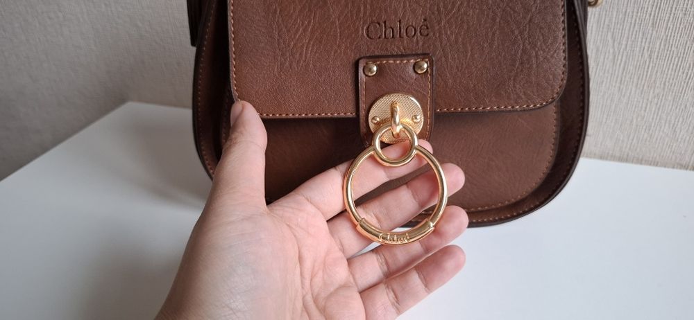 Дамска кожена кафява  чанта Chloe