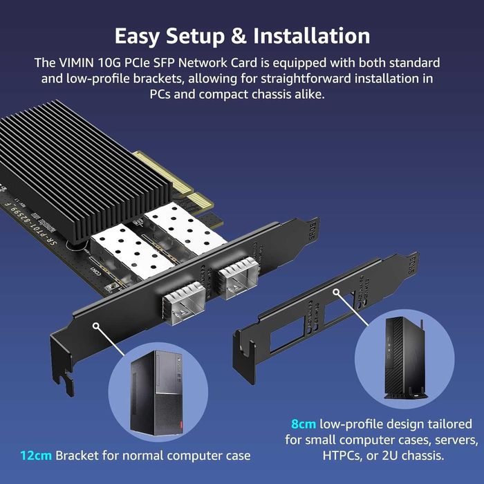 Placă rețea PCIe SFP 10Gb controler Vimin X520-2S,adaptor Ethernet