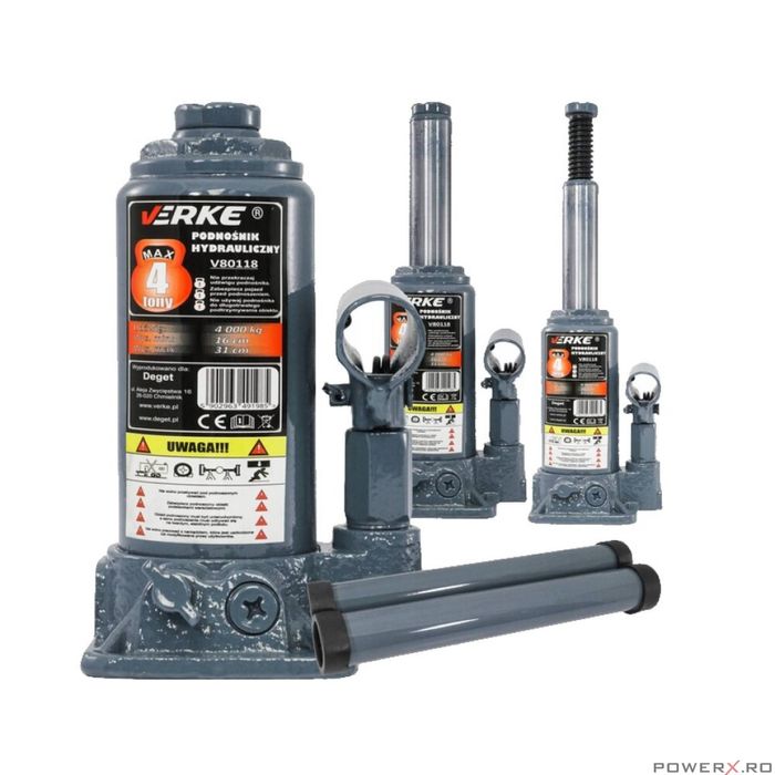 Cric hidraulic tip butelie, capacitate 4 tone 160 mm - 315 mm, Verke