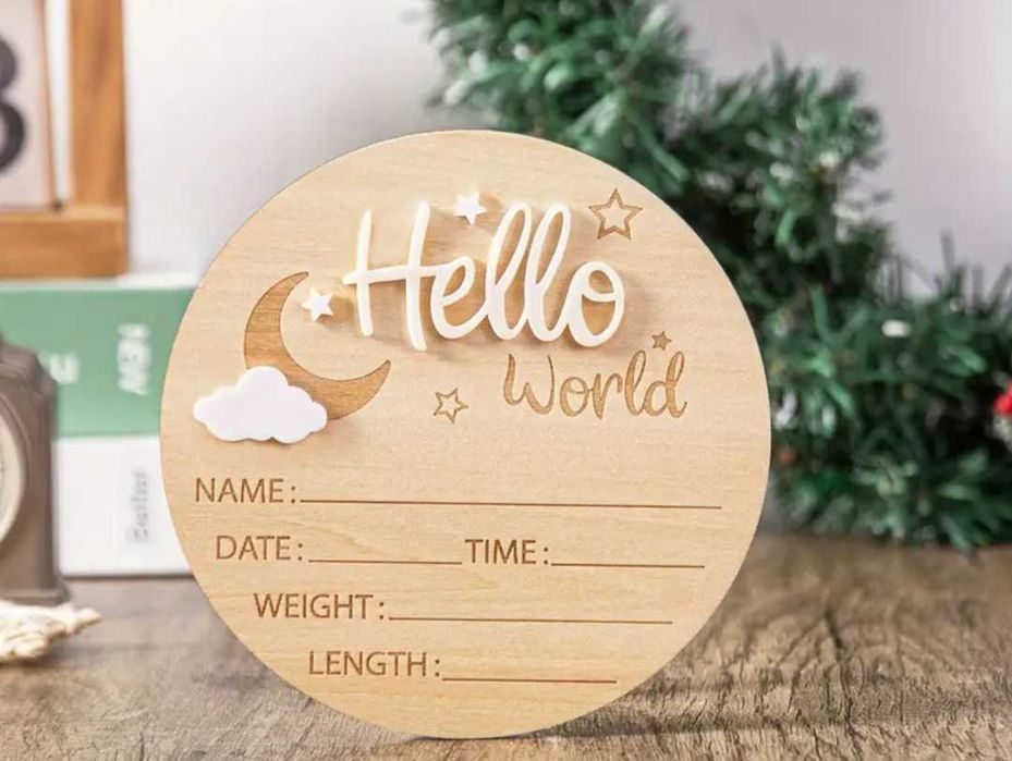 Персонализирана дървена рамка "Мама и бебе"