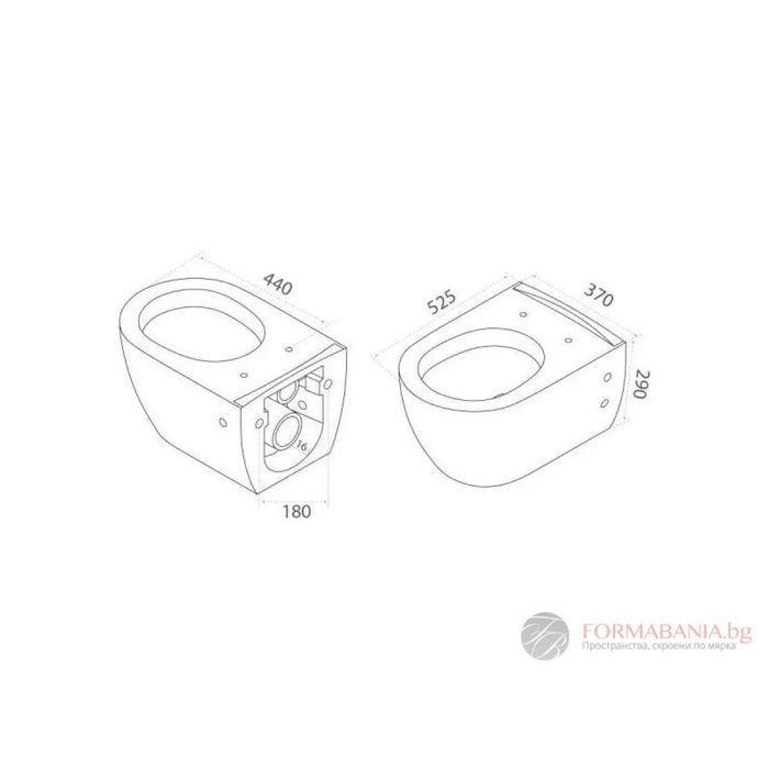 Промо! Конзолна тоалетна чиния City Rimless CeraStyle, с биде, без ръб