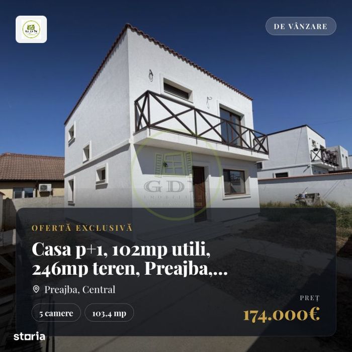 Casa p+1, 102mp utili, 246mp teren, Preajba, zona Damila