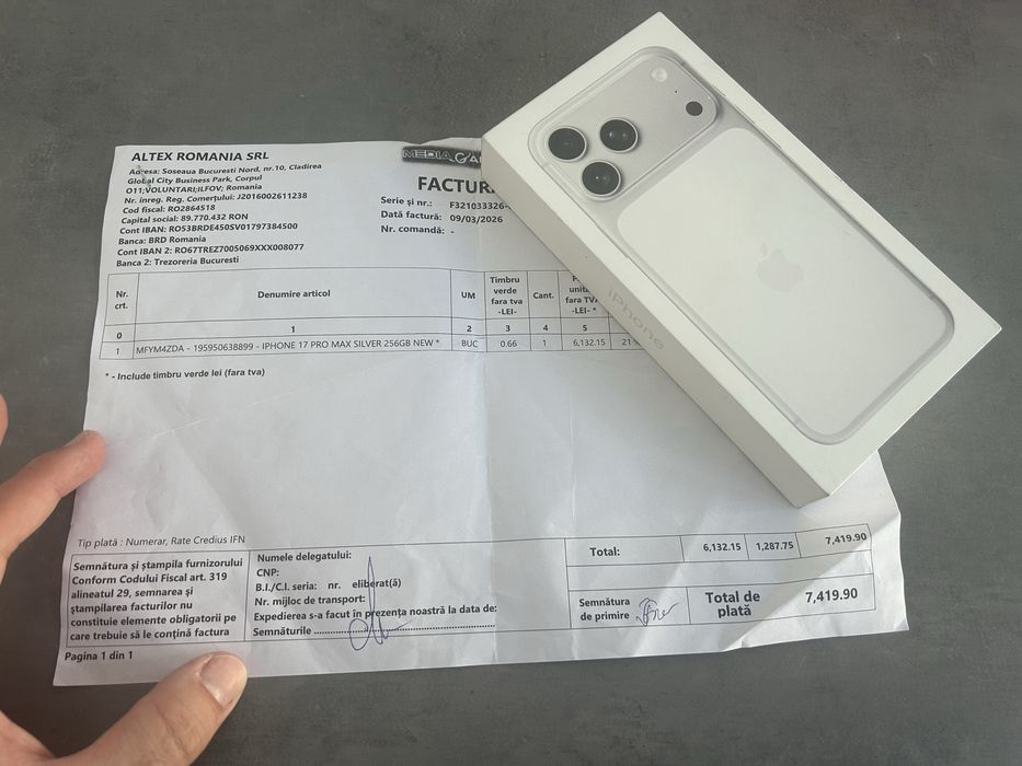iPhone 17 Pro Max Sigilat Factura si Garantie 2 ani