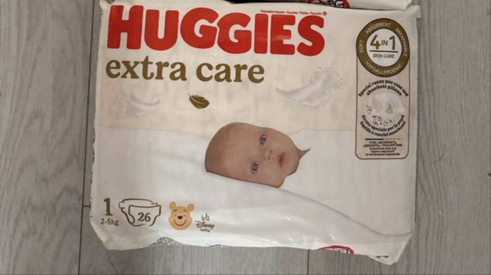 Pachet 1 x 84 si 1 x 26 Huggies extra care Disney, marimea 1