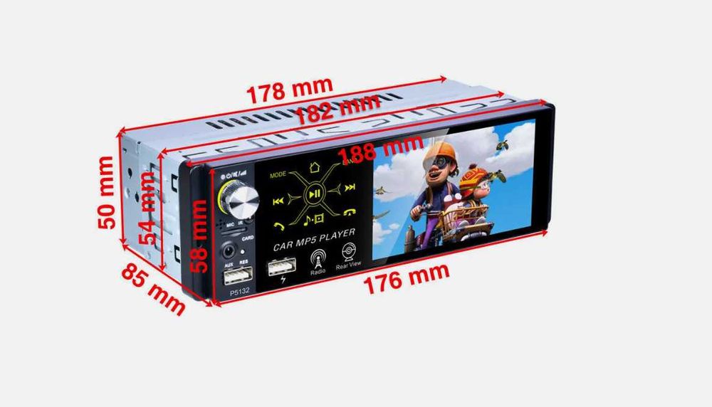 Radio Mp5 Auto Bluetooth Handsfree 2x Usb Microfon + Comenzi Volan