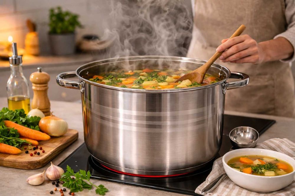 Cratita inox 7.3 litri cu capac de sticla pentru gatit zilnic