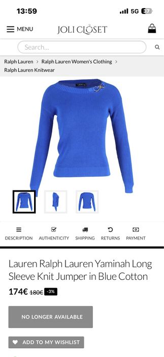 LAUREN Ralph Lauren : Yaminah Long Sleeve Jumper -размер XS/S Оригинал