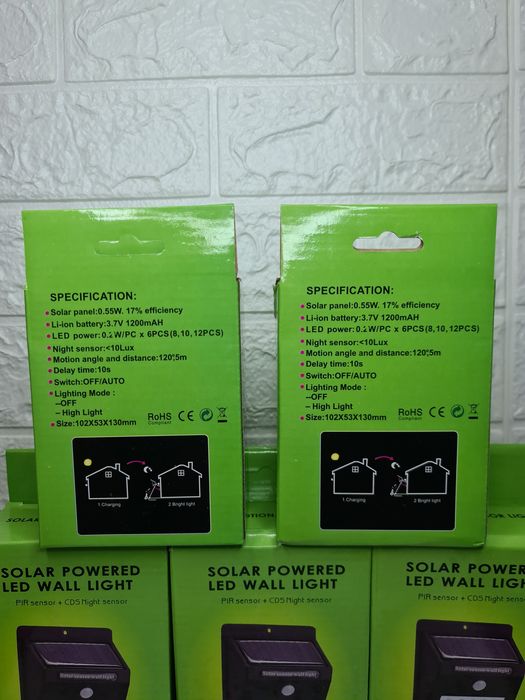 100lei Livrare GRATUITA set 4 lămpi solare perete/gard