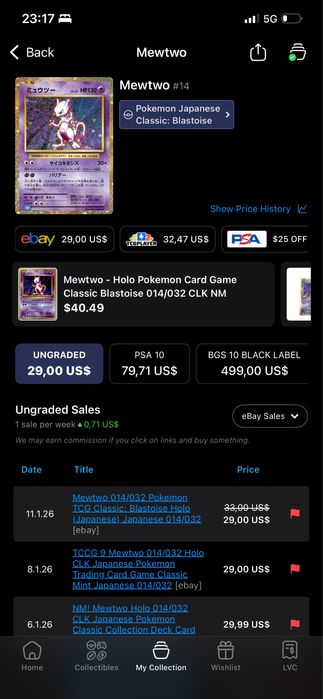 Pokemon Card Japanese Mewtwo