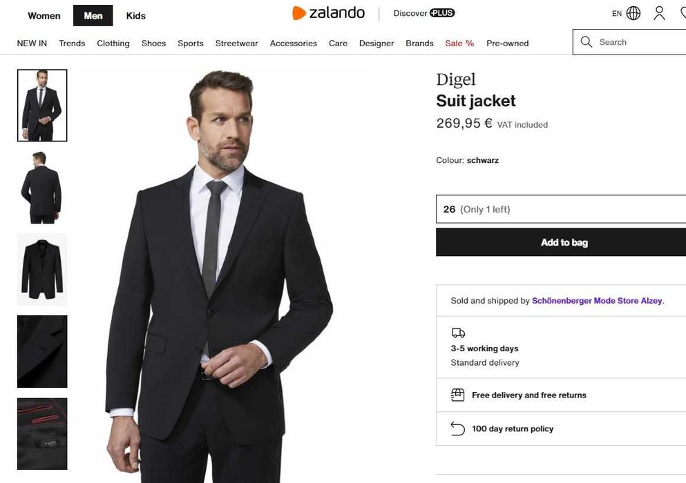 Sacou blazer slim 52 XL premium Digel lana super 120's negru