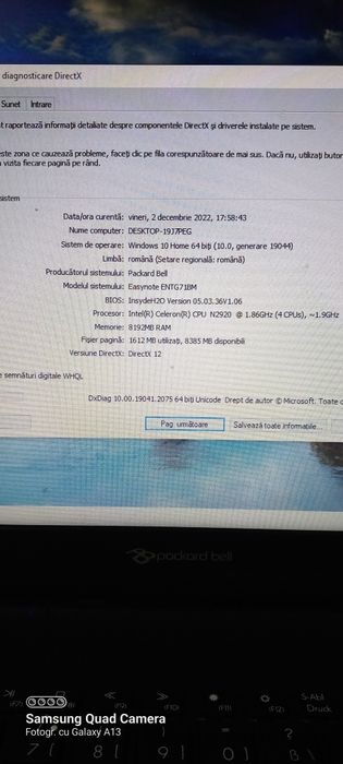 Laptop Packard beell slim