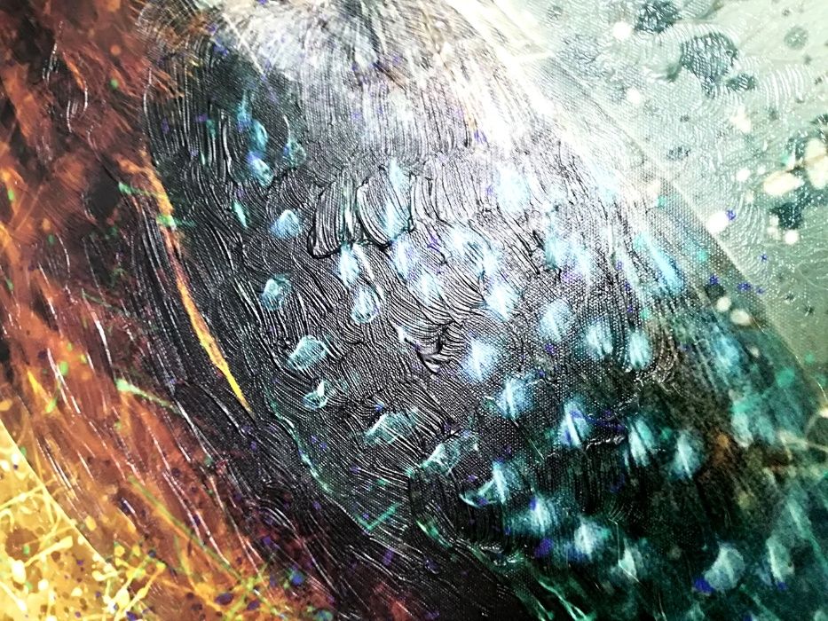 Картина Репродукция- Птиц-Рибарче Ръчно Нанесен Релеф