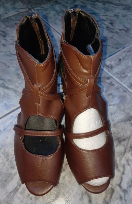 Sandale piele maro, elegant-casual