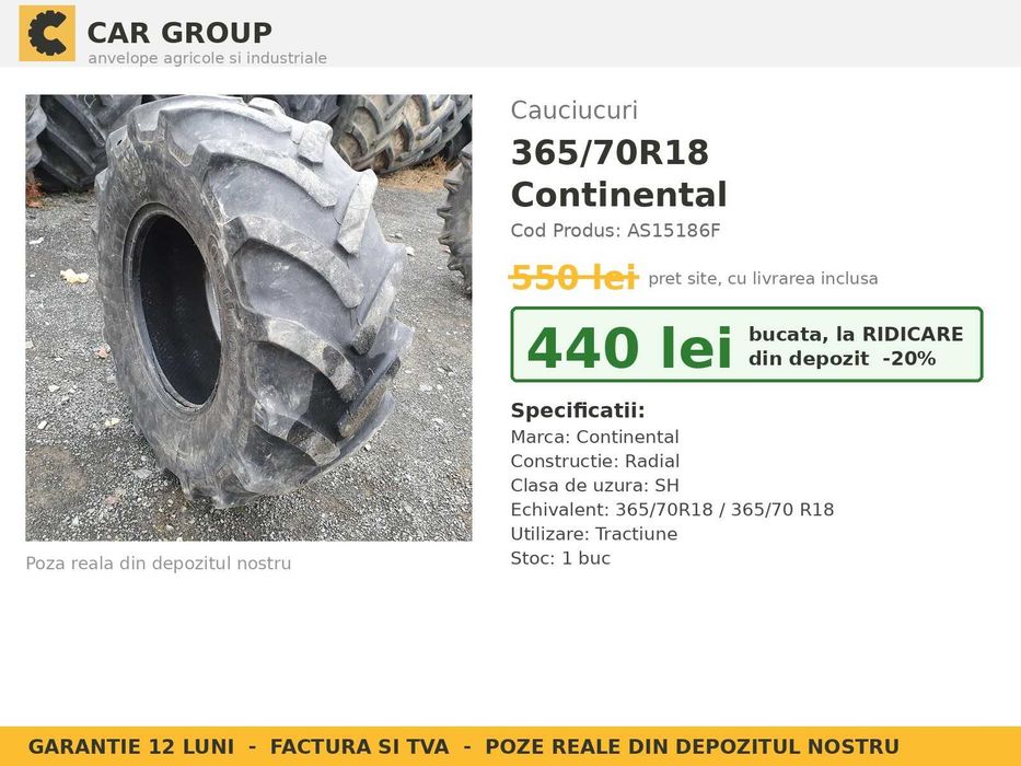 Cauciucuri 365/70R18 365/70 R18 36570R18 Continental ANVELOPE Telescopic Manitou JCB Buldoexcavator Incarcator SH GARANTIE Factura TVA Livrare