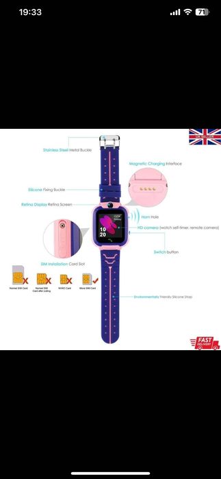 Смарт часовник със Сим карта за момиче 15€