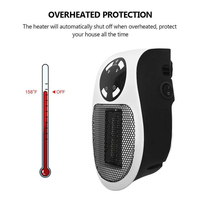 Aeroterma portabila 500W + telecomanda pentru priza. Produs nou!