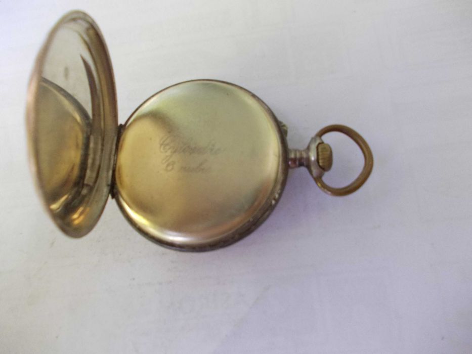 Ceas vechi de buzunar defect din argint 2