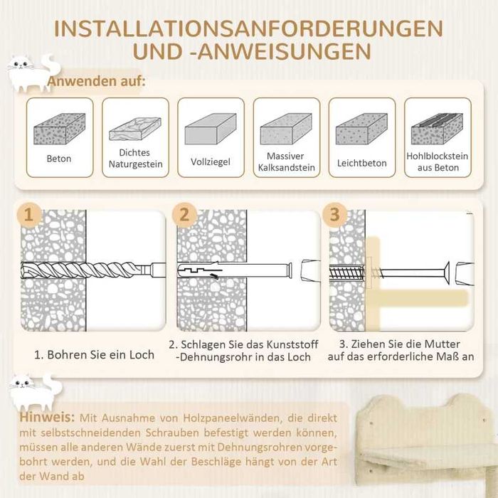 Комплект за катерене за котки PawHut, 4 части, с котешки стълби