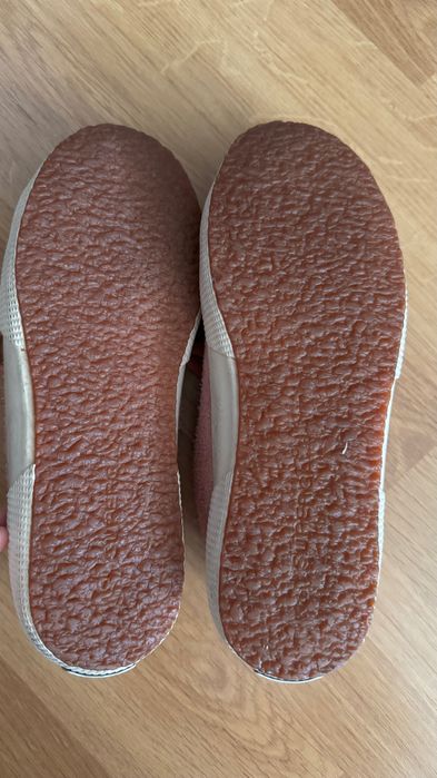 Tenisi Superga, piele intoarsa roz-corai