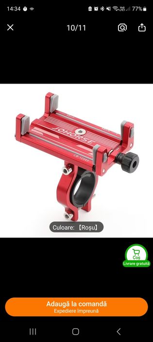Suport Telefon Bicicletă/Trotinetă/Moto - JOHORSE (Aluminiu, Anti-Șoc)
​Vând suport de telefon