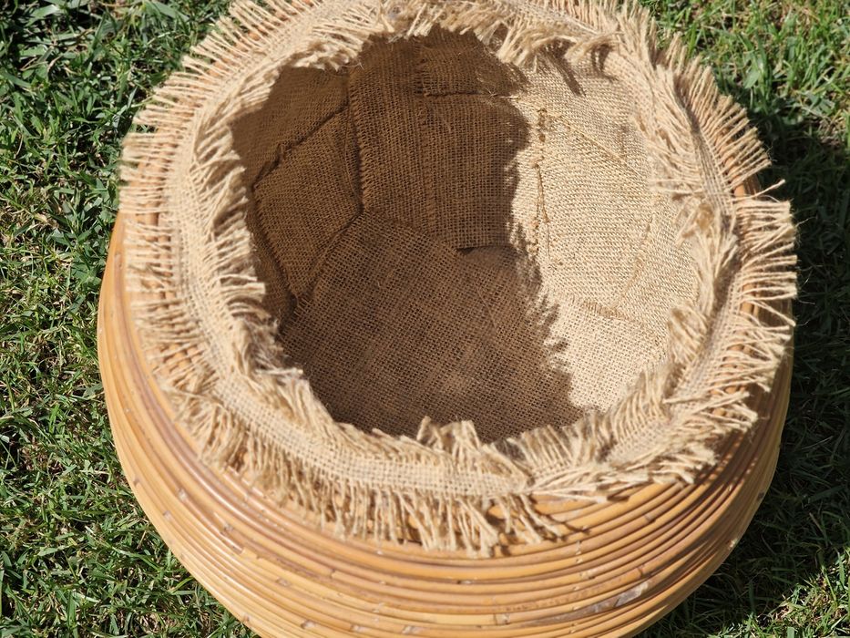 Coș bambus și păturică macrame recuzită ședințe foto newborn