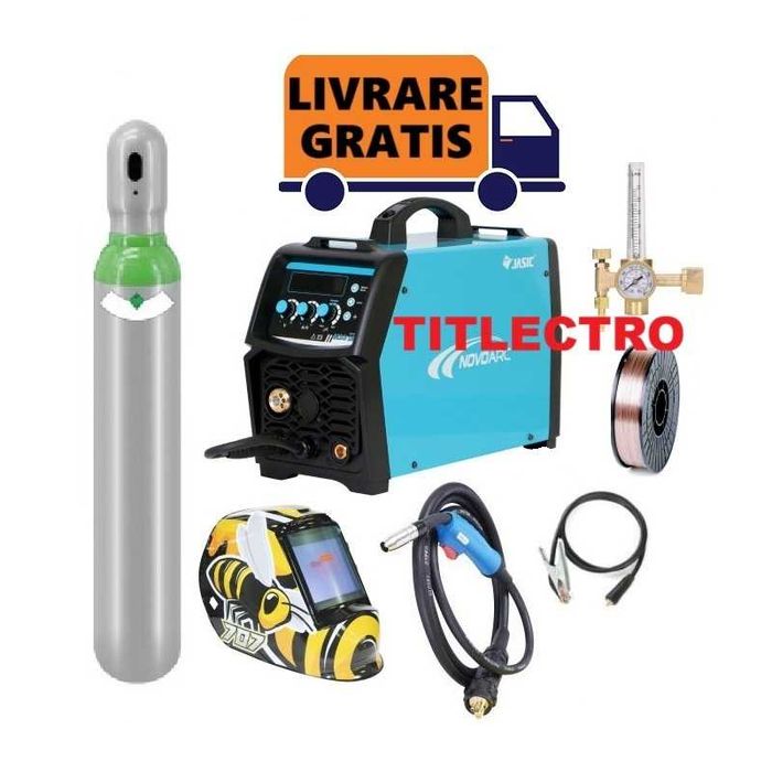 Pachet aparat sudura Novo Mig 180 JASIC + butelie 8L plina + reductor