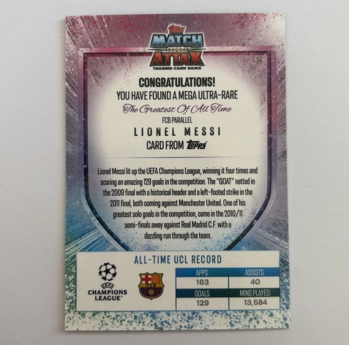 Match Attax 2024/2025 Extra Card (Cartonas) Messi GOAT