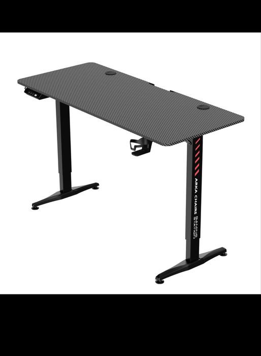 Birou gaming Arka Line Z21 Electric Profesional 140×60 cm, carbon, pentru 2 monitoare