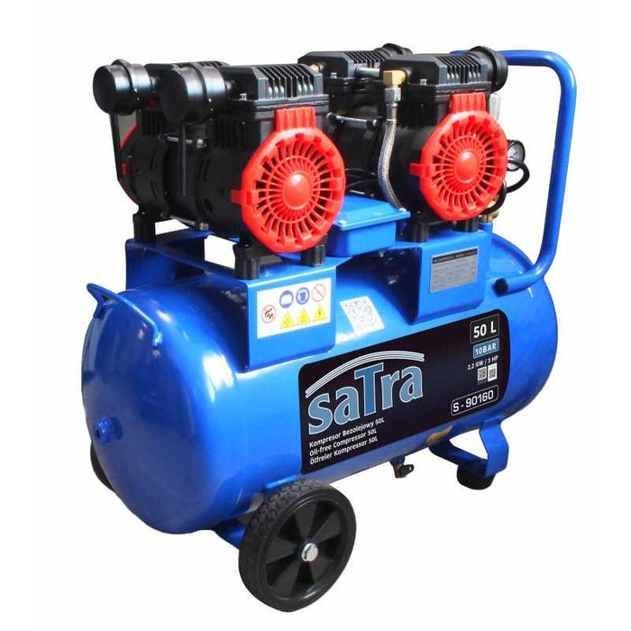 Compresor de aer silentios Satra, putere 2200W, rezervor 50L, 4 cil