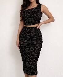 Черен дет на Zara с камъни размер С М