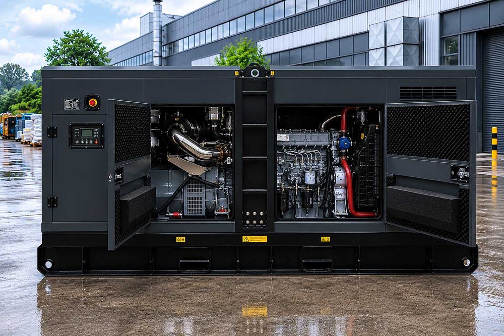 344 KVA/275 KW Шумозаглушени Трифазни Дизелови Генератори с Автоматика