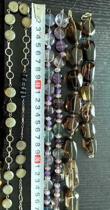 pirita naturala si cristale Svarowski - colier foarte lung