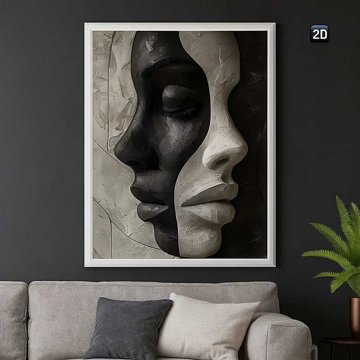 Tablou + Rama Canvas Portret Feminin Abstract – 30x40 cm, decor modern